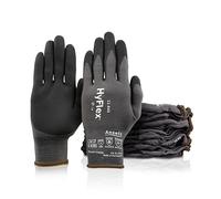Ansell HyFlex 11-840, Professional Work Gloves, Abrasion Resistant Nitrile Coated, Breathable, Firm Grip, Multipurpose, Industrial, Black, XL (Pack of 12 Pairs)