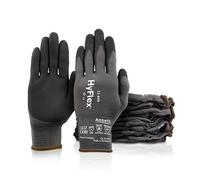 Ansell HyFlex 11-840, Professional Work Gloves, Abrasion Resistant Nitrile Coated, Breathable, Medium, Black, 12 Pairs