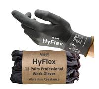 Ansell HyFlex 11-849 Multi-purpose Work Gloves for Light Duties in Nitrile Foam, Grip and Comfort Technologies, for Industrial, Automotive, Home-improvement Operations, Black, Size M (12 Pairs)