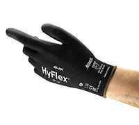 Ansell HyFlex 48-101 PPE Gloves, Lightweight PU Coated Protective Gloves, Durable Safety Gloves with Enhanced Tactility, Black Nylon Liner, Work Gloves X-Small for Precision Handling, 12 Pairs