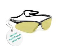 Ansell KleenGuard Nemesis Safety Glasses PPE Eye Protection, Lightweight Wraparound Eyewear for Construction, Shooting, Outdoor & Industrial Use - Amber/Black, Single Pair