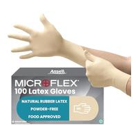 Ansell MicroFlex 63-864, Disposable Gloves with Textured Fingertips, Industrial Safe Latex Gloves, Powder Free Certified Food Gloves, Multipurpose Work Gloves, White Latex Gloves Small, 100 Gloves