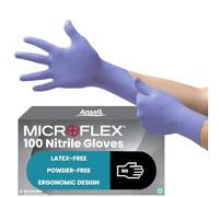 Ansell MicroFlex 93-843 Powder-Free Disposable Nitrile Gloves, Multipurpose, Chemical and Mechanical Protection, Blue, Size L (100 Pieces)