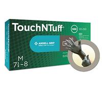 Ansell TouchNTuff 93-250 Nitrile Disposable Gloves, Chemical Resistant, Mechanical Protection, DIY Applications, Examination Glove, Industrial Safety PPE, Size L (100 Gloves)
