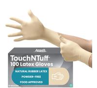 Ansell TouchNTuff Disposable Latex Gloves with Textured Fingertips, Powder-Free