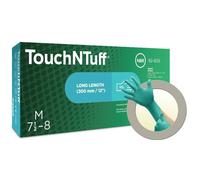 Ansell TouchNTuff 92-605 Disposable Nitrile Gloves, Extended Cuff, Size 7.5-8