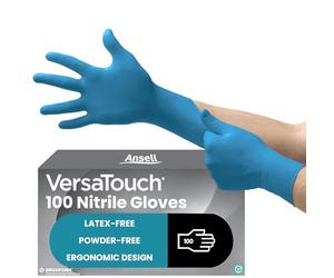Ansell VersaTouch 92-465 Nitrile Disposable Gloves, Chemical Resistant, Mechanical Protection, DIY Applications, Examination Glove, Industrial Safety PPE, Size XL (100 Pieces)
