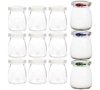 Anseom 12 Pieces Yogurt Jars, 150ml Clear Yogurt Cups with Lid, Glass Yogurt Jars Small Dessert Glasses for Panna Cotta, Tiramisu, Pudding, Yogurt