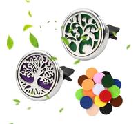 Anseom 2 Pcs Car Aromatherapy Essential Oil Diffuser Vent Clip Stainless Steel Locket with 20 Pcs Replaceable Refill Pads for Car, Living Room, Office
