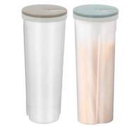 Anseom 2 Pcs Plastic Pasta Container 2L Airtight Tall Clear Spaghetti Tub Dispenser Multi Purpose Cereal Storage Dry Food Dispenser with Rotating Lid