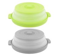 Anseom 2 Pieces Microwave Cover for Food, Microwave Plate Cover Collapsible Microwave Splatter Cover Food Food Cover Lid for Dishes with 1 Pair Silicone Assist Handle Holder for Kitchen Cooking