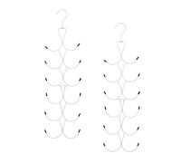 Anseom 2Pcs Scarf Hanger with 12 Hooks, Multifunctional Hanging Scarf Organiser 360° Rotating Scarfs Rack Foldable Tie Organiser for Closet Scarves Shawl Belt (White)