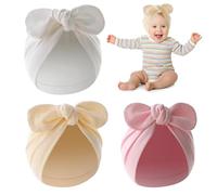 Anseom 3 Pcs Newborn Baby Hat Stretchy Baby Turban Hats Cotton Toddler Headwrap Nursery Hospital Caps Soft Baby Bowknot Turban Hats Knot Beanie Cap for Infants Girls Boys 0-2 Years