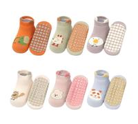 Anseom 6 Pairs Baby Socks, Baby Non Slip Socks Baby Socks with Grips Cute Animal Cartoon Toddler Kids Anti-Slip Socks Kids Cotton Socks for Toddlers Newborn Infant Boys Girls 1-3 Years