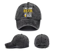 Anseom Baseball Cap, Washed Cotton Cap Classic Printed Vintage Relaxed Fit Dad Cap Summer Sun Cap for Unisex Lightweight Adjustable Cap for Sports Outdoor Black