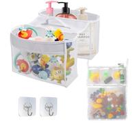 Anseom Bath Storage Mesh Bag Set, Waterproof Toy Storage Bags for Bathtubs Hanging Bath Toy Organizer with Hooks, Quick Drying Bath Toy Caddy Bathroom Toy Storage Net