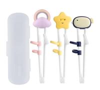 Anseom Kids Training Chopsticks, 3 Pairs Children Learning Chop Sticks with 1 Storage Box, Ergonomic Right Hand Chopsticks Cartoon Practice Chop Sticks for Toddler Beginner Aldult