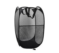 Anseom Pop Up Laundry Basket, Foldable Mesh Washing Basket Collapsible Laundry Hampers with Handles for Dirty Clothes Toy, Black Laundry Bag Durable Hamper Basket for Easy Travel and Carrying
