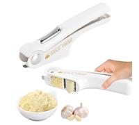 Anseom Stainless Steel Garlic Press, Multifunctional Garlic Chopper Garlic Cutter Fruit Peeler Can Opener, Effortless Garlic Crusher with Ergonomic Handle, Lightweight and Robust