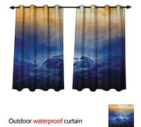 Anshesix Nature Outdoor Curtain for Patio Big Bolt Hits Planet Earth Dramatic Sky Energy Illumination Atmosphere Art Print W72 x L72(183cm x 183cm)