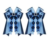 anshome 2PCS Blue Diamond Hair Bows for Women, Black Equestrian Handmade England Hairpins Check Elastics Hair Accessories Gifts Cute Bow for Outdoor Gathering Birthday Back to School Party Decor