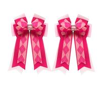 anshome 2PCS Pink Diamond Hair Bows for Women, Rose Red Handmade England Hairpins Check Elastics Hair Accessories Gifts Cute Bow for Outdoor Gathering Birthday Back to School Party Decor