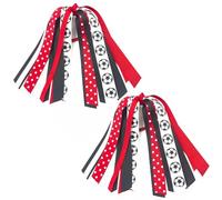 anshome 2PCS Soccer Ponytail Holders for Women Red Black Glitter Hair Ribbons Streamer Soccer Elastic Hair Ties Band Scrunchies Game Day Party Decor Back School Gift for Cheerleader Fans