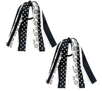 anshome 2PCS Volleyball Ponytail Holders for Women White Black Glitter Hair Ribbons Streamer Volleyball Elastic Hair Ties Band Scrunchies Game Day Party Decor Back School Gift for Cheerleader Fans