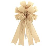 Anshome Large Brown Burlap Easter Wreath Bow, Spring Decorative Bow with String, 11.42 x 20.87 Inch