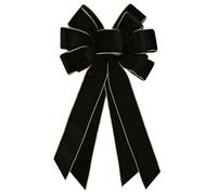 Anshome Large Christmas Bow for Wreath 20 * 11inch Vintage Black Wreath Bow Golden Edged Black Velvet Tree Topper Ornament Decorative Bow for Home Outdoor Indoor Party