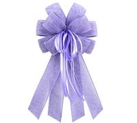 Anshome Large Purple Burlap Easter Wreath Bow, Spring Decorative Bow with String, 11.42 x 20.87 Inch