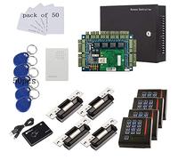 ANSI Standard North American Heavy Duty Electric Strike Lock TCPIP 4 Doors Access Control Systems 110V Power Box Keypad Reader(Phone APP remotely Open Door)