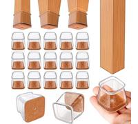Ansible 24 pcs Square Large Chair Leg Floor Protectors, Furniture Felt Pads Silicone Covers caps for Chairs,Chair Leg Protectors for Hardwood Floors (Large fit:1'' to 1-5/8'')