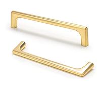 ANSIEDIO 2 Pieces Kitchen Cabinet Handles Hole Distance 160mm Brushed Brass Cupboard Handles Drawer Handles Zinc Alloy Wardrobe Handles