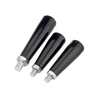 ANSIEDIO 3pcs Revolving Handle Knob M8 Male Threaded Bakelite Carbon Steel Silver Black