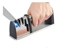 ANSIEDIO Knife Sharpener, 4 in 1Kitchen Knife Sharpening Stone Manual Knife Sharpeners for Sharpening Knives, Scissors - Wide Handle,Non-Slip Base,Tungsten Steel/Diamond/Ceramic Rod