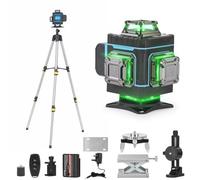 ansigtny Laser Level with Tripod, 4 x 360° Self-Leveling Lazer Levels 4D 16 Line Green Rotary Laser Spirit Levels Outdoor Lazer Level Tool for Picture Hanging with 6000 mAh Battery & 1.5 M Tripod