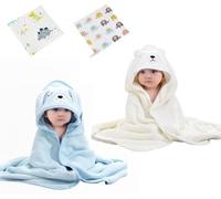 Ansilhus 2 Pack Hooded Baby Towel - Premium Soft Bath Towel for Bathtub for Babie, Newborn, Infant - Ultra Absorbent, Natural Baby Stuff Towel for Boy and Girl (White+Blue)