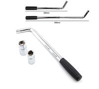 ANSIMIDA Spare Tire Replacement Tool Wheel Torque Wrench Extendable Brace with 2 Sockets 17/19mm, 21/23mm for Car