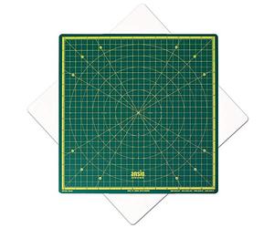 ANSIO 360° Rotating Self Healing Cutting Mat - Craft, Quilting, Sewing, Scrapbooking, Fabric & Papercraft - Imperial 13 Inch x 13 Inch Square Self Healing rotating cutting mat - Green