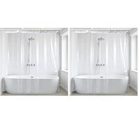 ANSIO ARVO Clear Shower Curtain 180 x 180 cm (71 x 71 Inch) | Peva Waterproof & Anti-Mould Bathroom Curtain - Transparent Shower Curtain Liner - Hooks Not Included (Pack of 2)