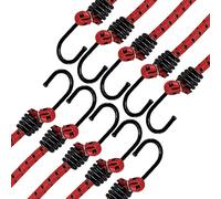 ANSIO Bungee Cords with Hooks 16”-40cm Pack of 10 UV-Resistant Elastic Straps Ideal for Securing Luggage, Racks,Camps, Motorcycle, Tarps,Garden Furniture, Hand Truck,DIY Storage Multi-Purpose-Red