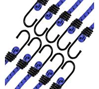 ANSIO Bungee Cords with Hooks 24"-60cm Pack of 10 UV-Resistant Elastic Straps Ideal for Securing Luggage, Racks,Camps, Motorcycle, Tarps,Garden Furniture, Hand Truck,DIY Storage Multi-Purpose-Blue