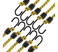 ANSIO Bungee Cords with Hooks 40"-100cm Pack of 10 UV-Resistant Elastic Straps Ideal for Securing Luggage, Racks,Camps, Motorcycle, Tarps,Garden Furniture, Hand Truck,DIY Storage Multi-Purpose-Yellow