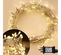 ANSIO® Christmas Lights 100 LED 10m/32ft Christmas Tree Lights for Indoor & Outdoor Warm White Decorations Fairy String Lights for Xmas Garden Bedroom & Party | Mains Powered Clear Cable