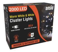 ANSIO® Christmas Lights 2000 LED 24m/78ft Cluster Christmas Tree Lights for Indoor & Outdoor Warm White & Cool White Decorations Fairy Lights with Timer for Xmas Garden & Party | Mains Powered…