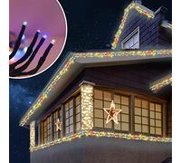 ANSIO® Christmas Lights 480 LED 6m/20ft Cluster Christmas Tree Lights for Indoor & Outdoor Multicoloured Decorations Fairy Lights with Timer for Xmas Garden Bedroom & Party | Mains Powered Green Cable