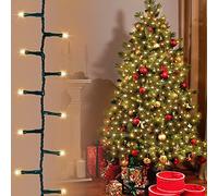 ANSIO® Christmas Tree Lights 500 LED 12.5m/41ft - Warm White Cluster Compact Lights for Indoor & Outdoor Decorations Fairy Lights with Timer for Xmas Garden & Party | Mains Powered Green Cable