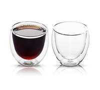 ANSIO Double Walled Thermo Coffee Cups 250ml- Food Grade Double Wall Glass - Lightweight and Durable Borosilicate Glass Cups Pack of 2 - Ideal for Hot and Cold Beverages