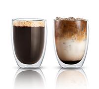ANSIO Double Walled Thermo Coffee Cups 350ml- Food Grade Double Wall Glass - Lightweight and Durable Borosilicate Glass Cups Pack of 2 - Ideal for Hot and Cold Beverages